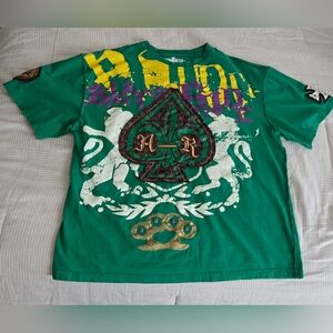 Vintage Ablanche Graphic T-Shirt Green Y2K MMA Spade Lion Brass Knuckles Mens 3X